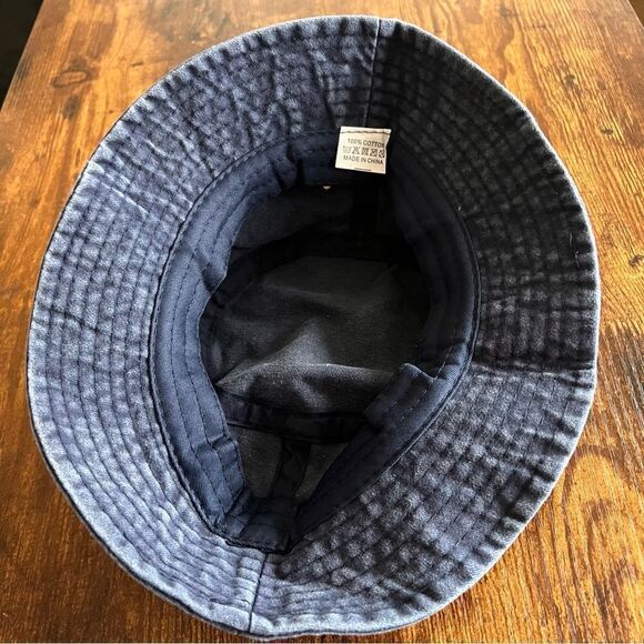 Vintage Inspired Navy Blue Lightly Distressed Bucket Hat - Picture 5 of 5